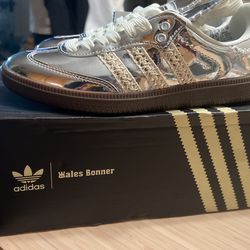 adidas gazelle silver green womens WB MN Samba Metallic Metallic Silver/Brown Croc / US 9