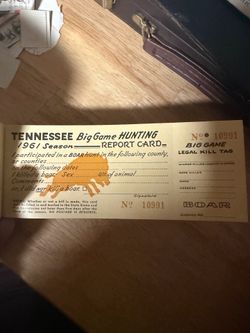 Vintage 1960–1962 Tennessee Big Game Hunting License & Kill Tag Booklets 🦌🐻🦃