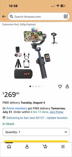 hohem iSteady M7 Gimbal Stabilizer for iPhone, 3-Axis Smartphone Gimbal with Magnetic AI Tracker Fill Light, Detachable Touchscreen Remote Controller,