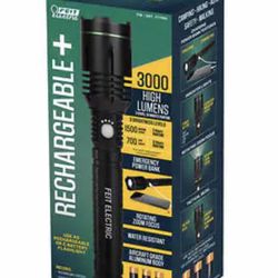 3,000 Lumen LED Flashlight with Rechargeable Batteries and 3 “C” Batteries