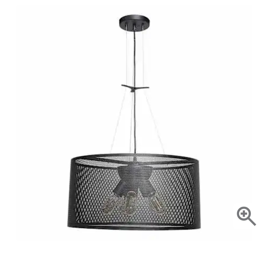 19.7” Dia Large 5 Light Metal Drum Pendant Dimmable Adjustable Height