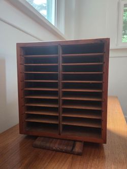 Vintage Mid Century Wooden Rotating Cassette Storage Rack