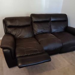 Semi Nueva Color Cafe Sofa Piel Leather Sofa 2 Oz Set Movingsale Asap