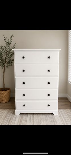 White 5-Drawer Tall Dresser