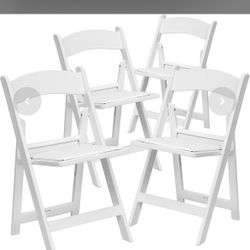 Folding Chair - White Resin - Set Of 4 800LB Weight Capacity Comfortable Event Chair - Light Weight