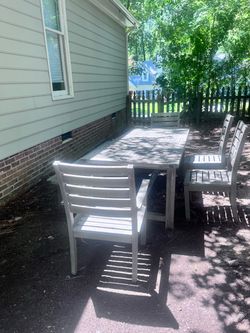 Large Solid Wood Outdoor Dining Set – Table, 4 Chairs & Bench – OBO
