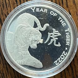 1 Oz Silver 2022 Highland Mint Year Of The Tiger .999 Fine Silver