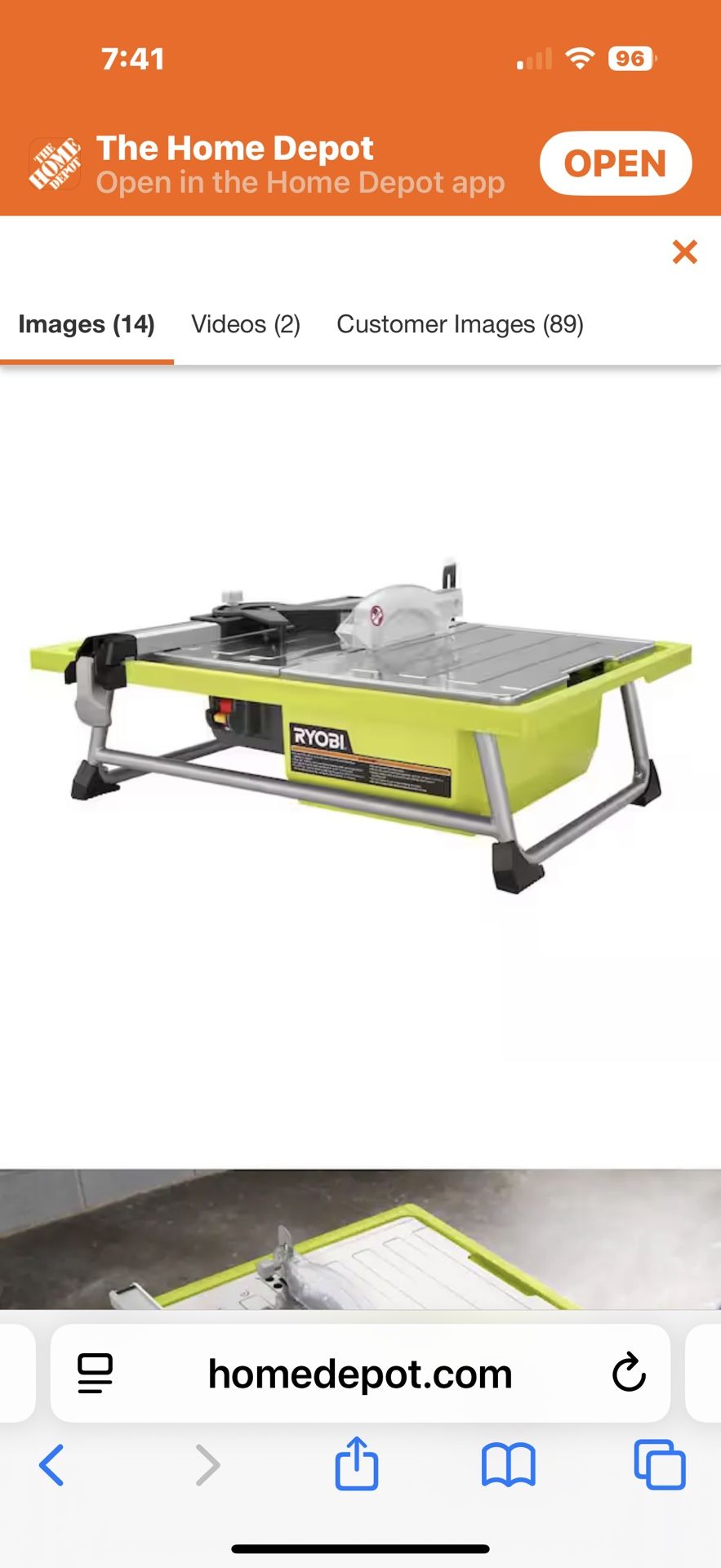 Ryobi 7 Inch Wet Tile Saw