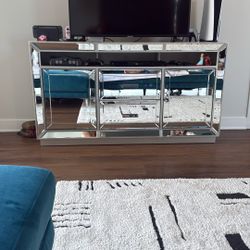Glass TV Console w/matching Glass End Table