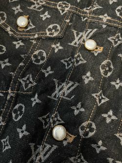 New Black Monogram Jacquard Denim Jacket Mens size M