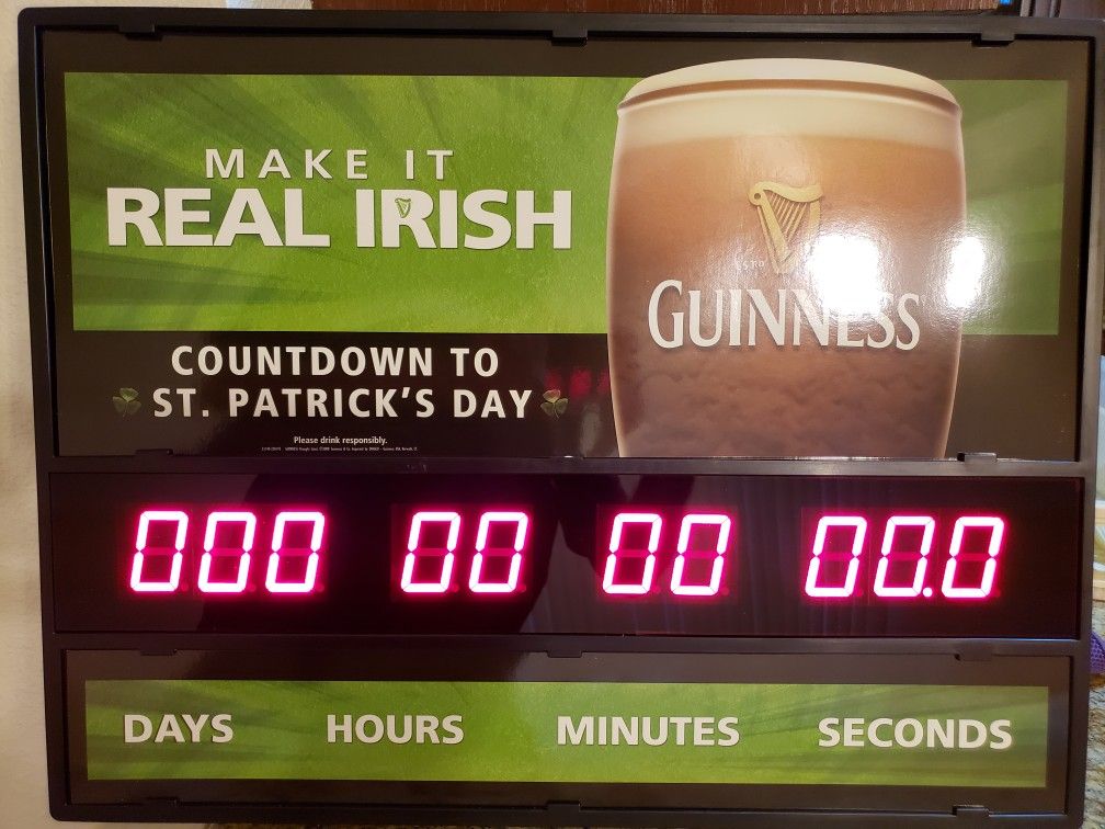 Guinness St. Patrick's day countdown clock.