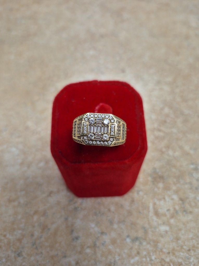 10k Yellow Gold Men's CZ Cluster Ring