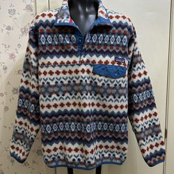 Patagonia Synchilla Rare Print Cliff Underwater Blue Snap Pullover Size Small