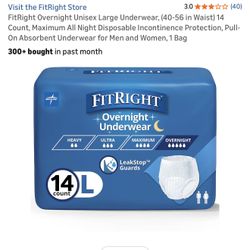 Fit right Overnight Underwear /adult Diapers 