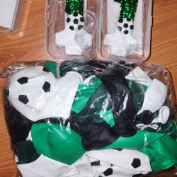 Birthday Number Candles White Soccer Number 11 And Balloons 