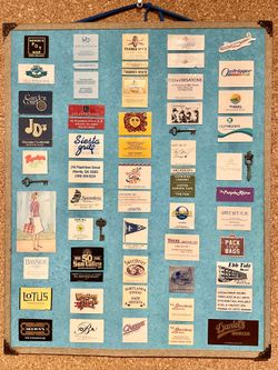 Vintage Matchbook Collection: Designed Boards w/Large Collection of 80+ matches
