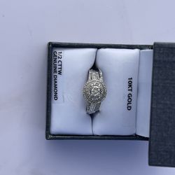  10k Wg Fb 1/2cttw Round Bridal Set