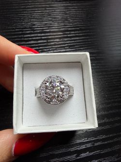 3 ct Moissanite Stone on 14 karat White Gold plated band