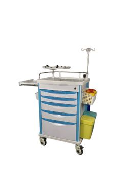 New but no keys Medical Rolling Storage Crash Cart with Wheels - Adjustable IV Pole, Silent Casters, Needle Disposal Holder, Trash Bin, O2 Holder - Nu
