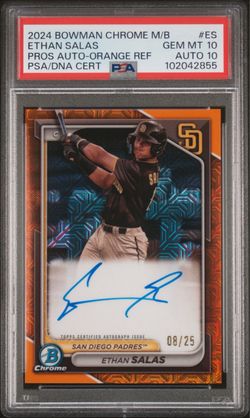 2024 Bowman Mega Box Chrome Bowman Prospect Mega Autographs Ethan Salas /25 #ES PSA 10 AUTO 10