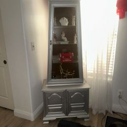 Curio Cabinet Shiny Silver Color
