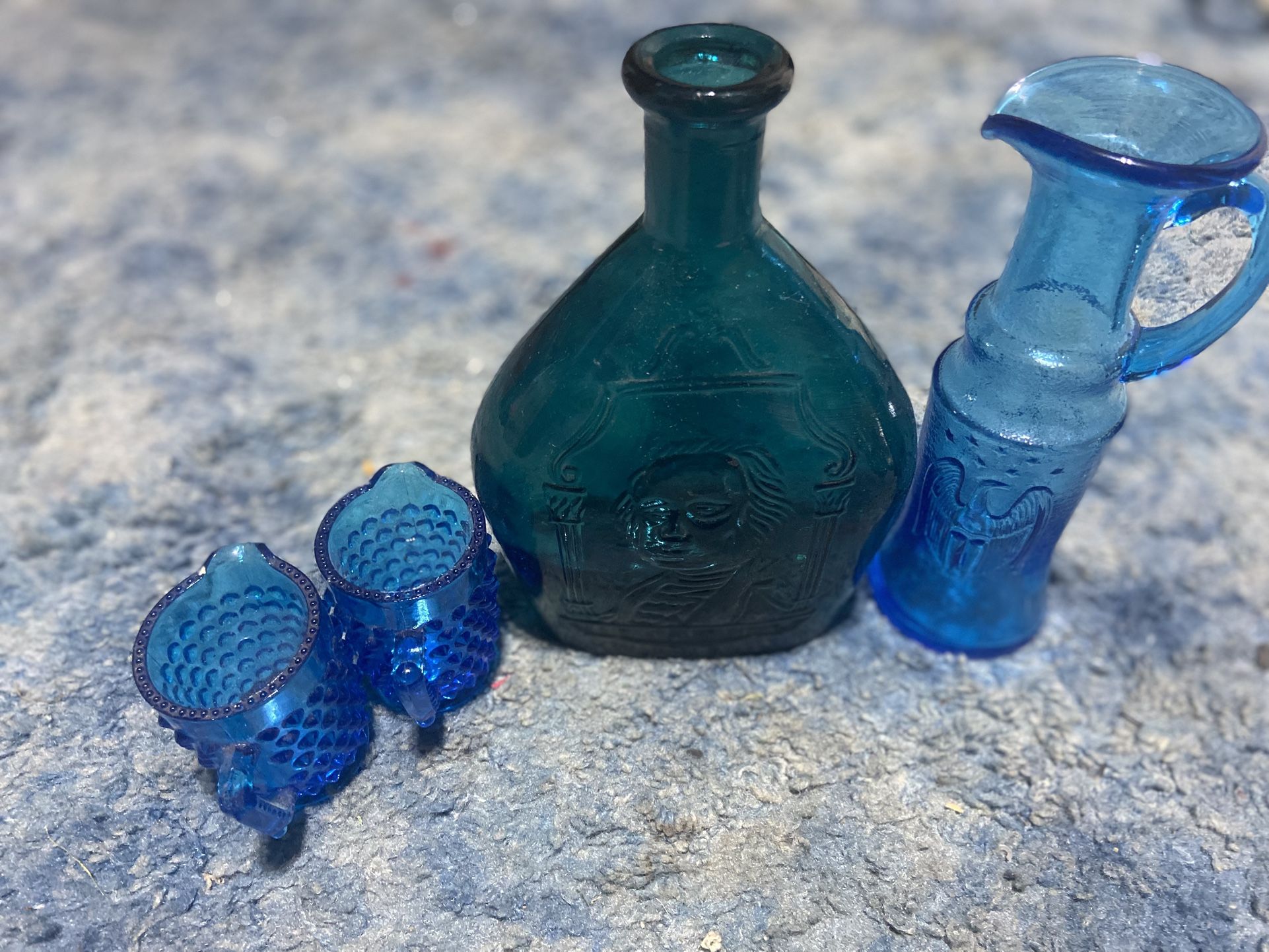 Vintage Blue Glass Bicentennial Lot