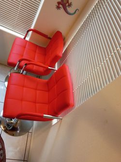 2 red chairs