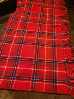 Red plaid flannel throw 50x54" 