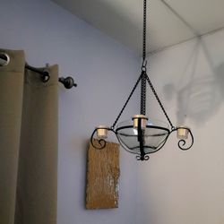 Hanging Chandelier Decor Wrought Iron And Glass 
