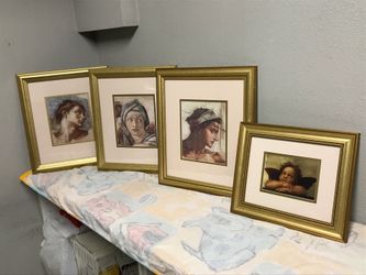 Picture frame art pieces of Michelangelo renaissance era gold frame