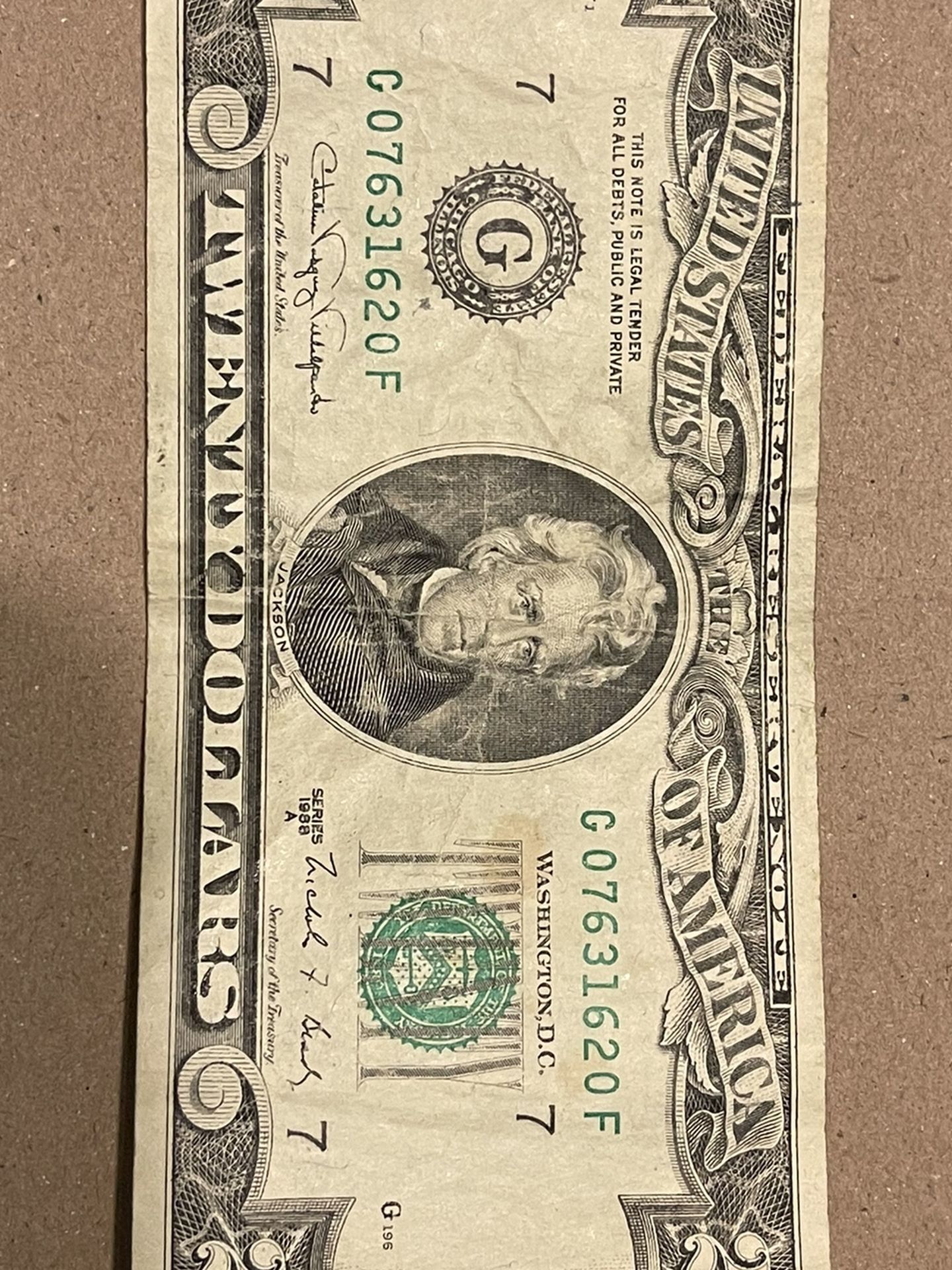 1988 A (G) $20 Dollar Bill