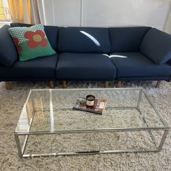 Glass Topped Metal Coffee Table 