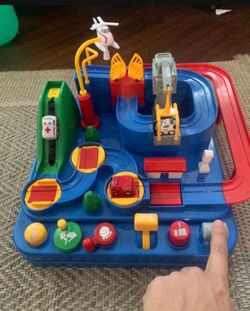 Car Racetrack Toy With Helicopter