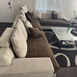 Modern 3 Piece Sectional Sofa With Ottoman