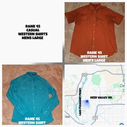 RANK 45 CASUAL SHIRTS, MEN'S LARGE 