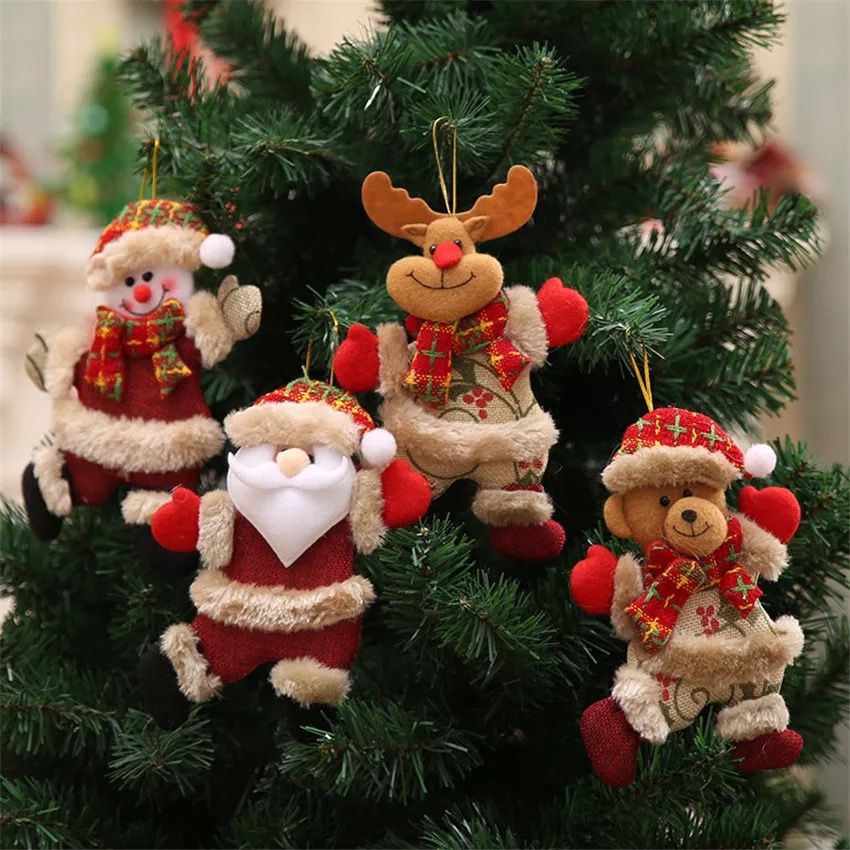 Christmas Tree Doll Hang Decorations Ornaments Santa Claus Elk Bear Xmas Decor