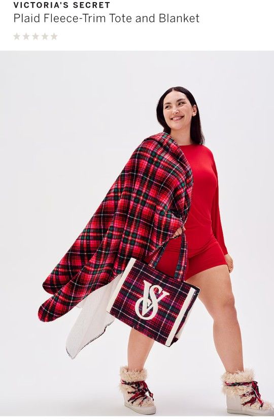 Victoria's Secret Plaid Blanket and Tote