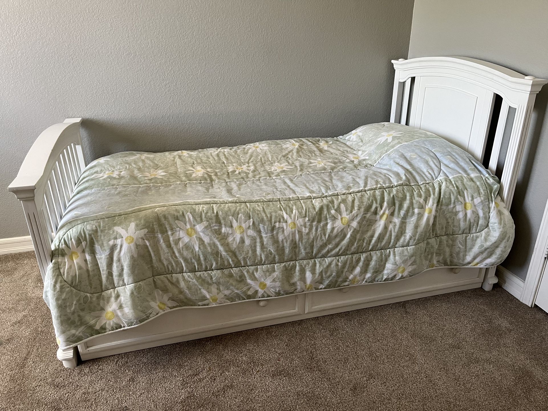 Twin Bed with Trundle and Dresser & Mirror