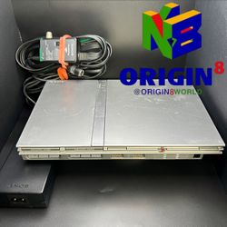 *For Spare Parts/Repair Only* Slim Silver PS2 PlayStation 2 Powers On Untested Not Working With Cords Missing Plug