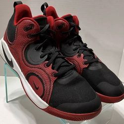Nike Fly By 2 Mid Red Black Leather Basketball Shoes