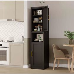 #D  67” Tall Narrow Bathroom Storage Cabinet Color: Black Metal Freestanding Cabinet • 2 Doors • 4 Adjustable Shelves • Slim Space-Saving Design  Pric