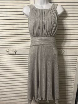 J. Taylor Metallic Silver Draped Dress Size 16