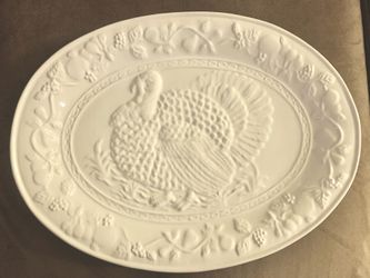 Large White Ceramic Turkey Platter