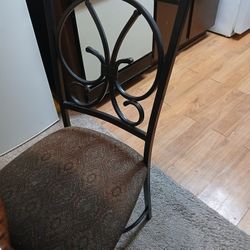 Wrought Iron Wood And Glass Table W/ 4 Chairs