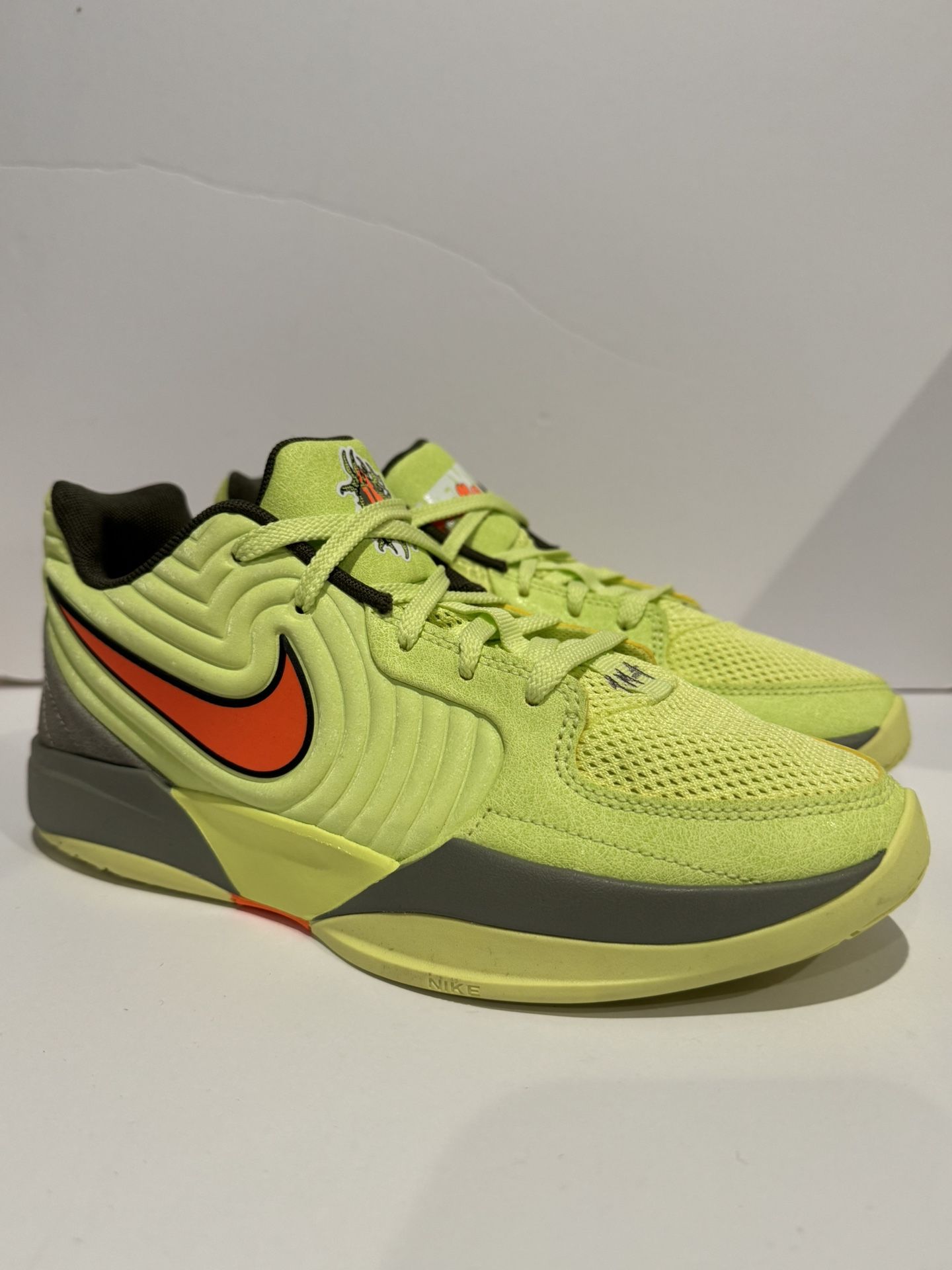 Nike Ja 2 (GS) 12 Time Sneakers Sz 6.5Y Neon Yellow Orange Basketball No Top Box