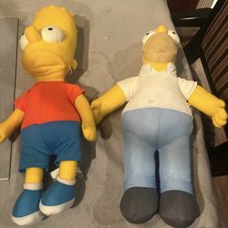 Lot of 2 The Simpsons Plush Toys - Homer and Bart Simpson 2005