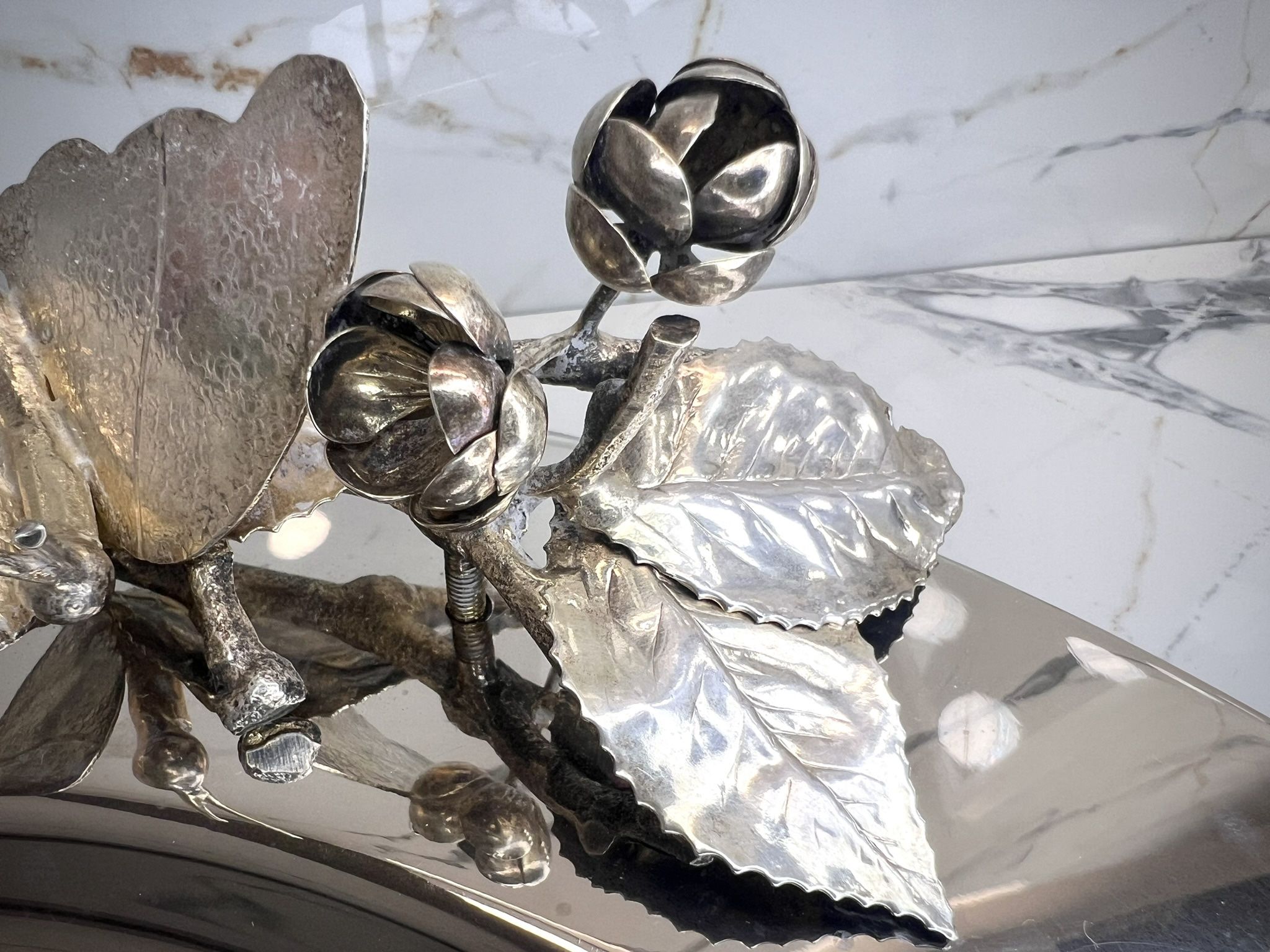 Vintage Franco Lapini Italy Large 3D Platter Handmade Silversmith