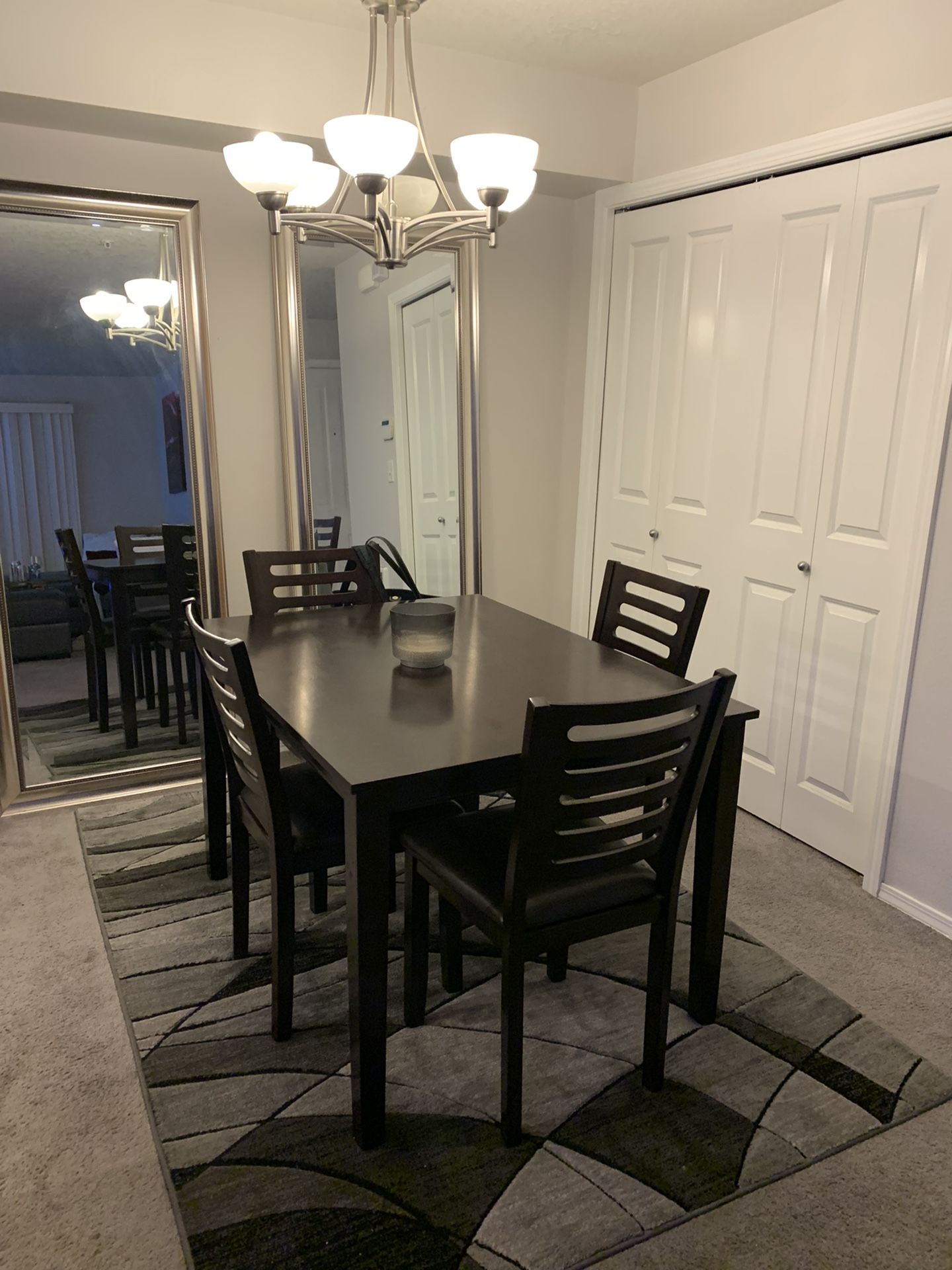 Dark Wood Dining Wood Table W/ Cushion Seat Chars - $200 O.B.O