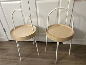 Round Side Tables with Carry Handle - Set of 2