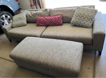 Grey Deep Couch & Storage Bench Ottoman Basset Furniture - 8.6 feet